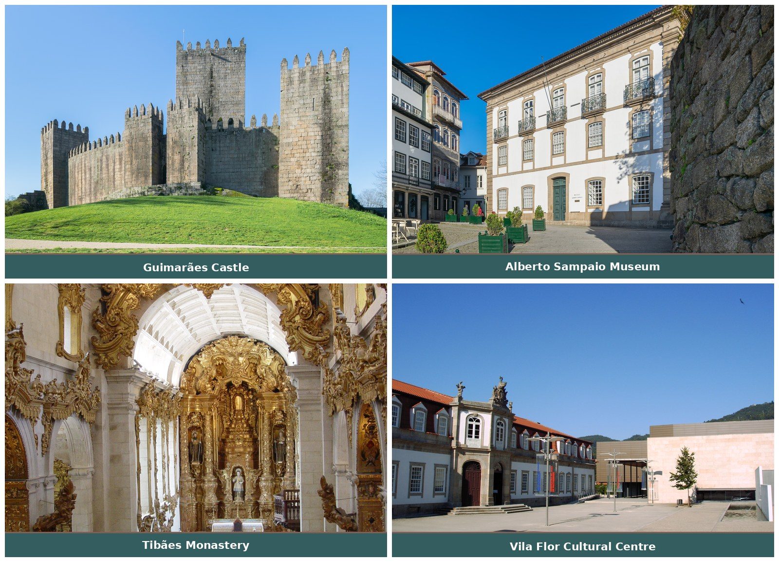 Guimar\u00e3es Castle, Alberto Sampaio Museum, Tib\u00e3es Monastery and Vila Flor Cultural Centre