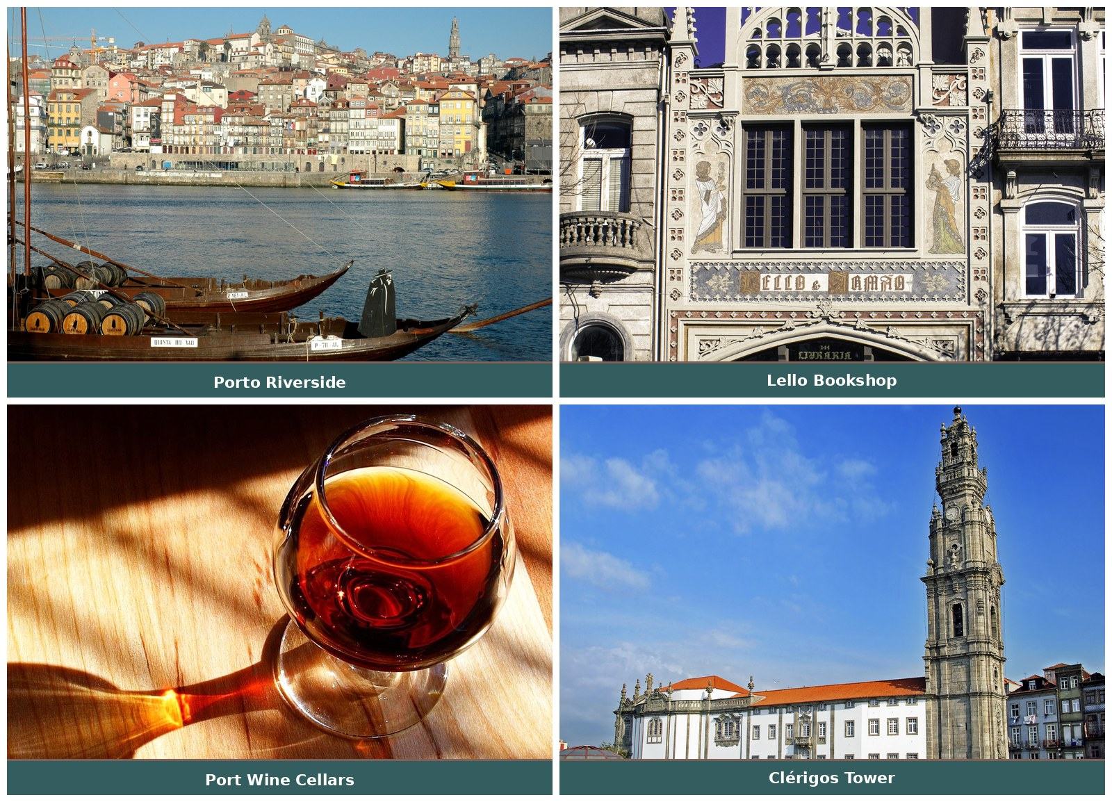 Porto Ribeira, Livraria Lello, Port Wine Cellars and Cl\u00e9rigos Tower