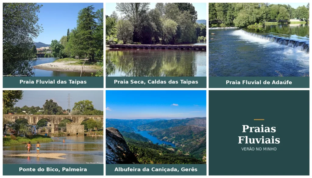 Praias fluviais perto de Guimarães e Braga, nos rios Ave e Cávado, a poucos minutos da Casa do Xico